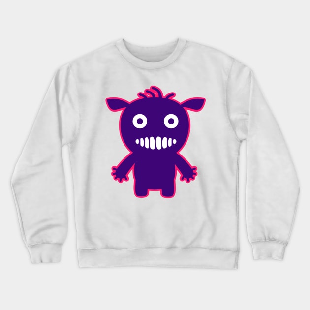 Cute Purple Cartoon Monster Crewneck Sweatshirt by DesignsbyZazz